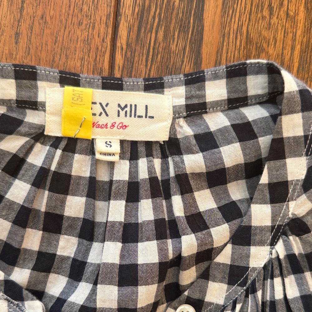 Alex Mill Navy and White Gingham Button-Up Top - Picture 2 of 2